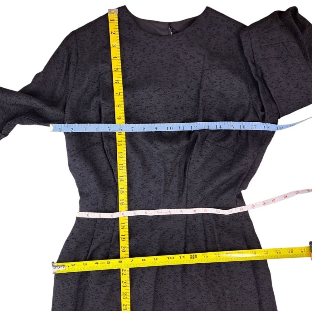 Vintage Black Dress Textured Long Sleeve Belt Handmade Goth Size Large Mourning - Picture 14 of 15